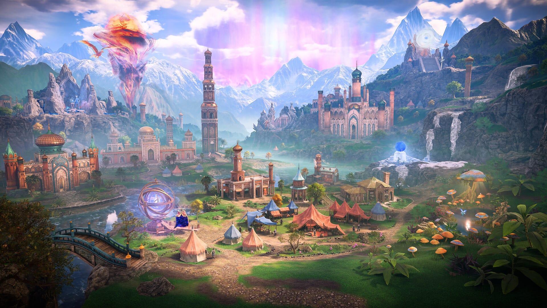Official 3D screenshot from Heroes of Might and Magic III Remake showing the remade world of Erathia