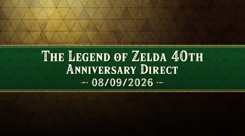Pre-show banner for The Legend of Zelda 40th Anniversary Direct on September 8 2026