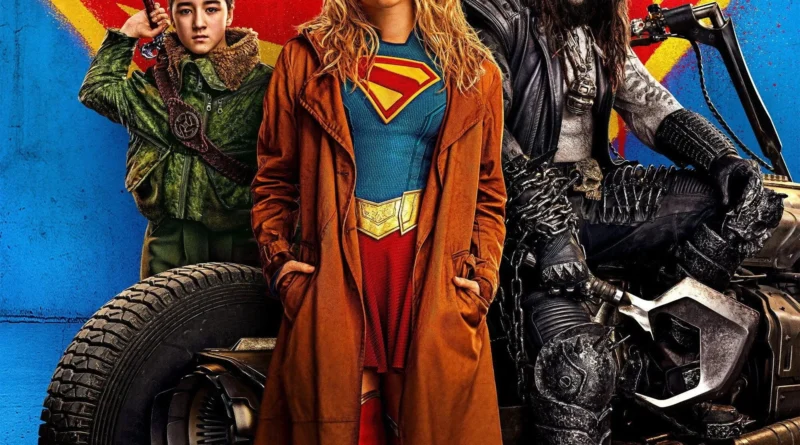 Supergirl 2026 official poster with Milly Alcock, Eve Ridley, Jason Momoa and Krypto