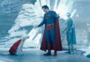 Superman standing with Krypto in the Fortress of Solitude from James Gunn's Superman, used in DC's Man of Tomorrow announcement