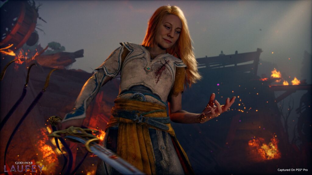 Faye exploring the afterlife realm known as the Everywhen in God of War Laufey