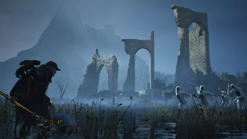 Hell Is Us gameplay screenshot showing protagonist Rémi in the war-torn region of Hadea