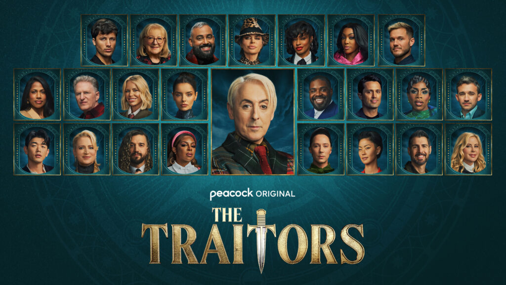 Cast grid key art for The Traitors Season 4 with host Alan Cumming at center