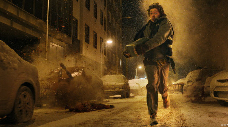 Widescreen hero banner for the 2026 Resident Evil movie showing the Raccoon City outbreak