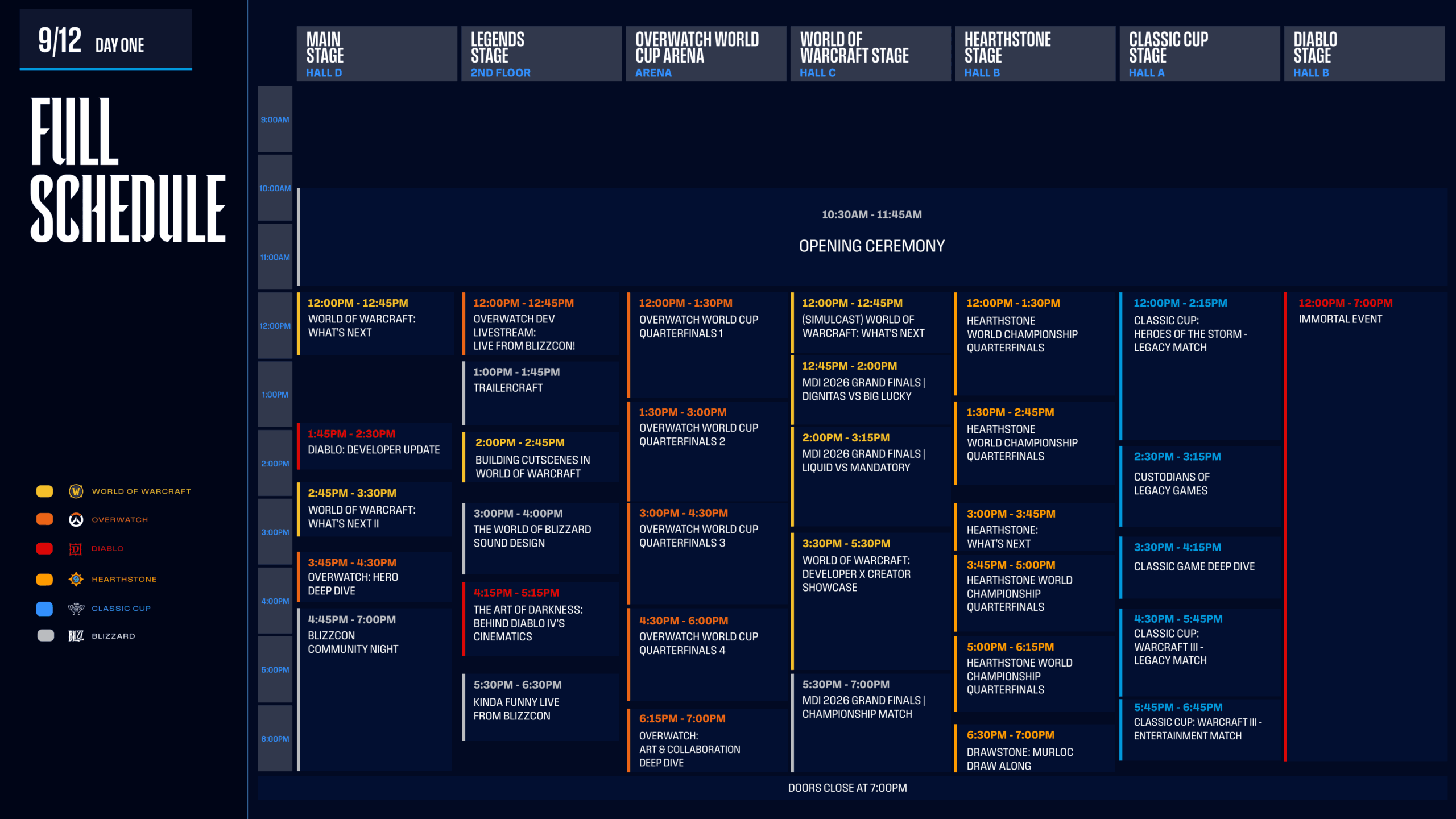 Official BlizzCon 2026 Day 1 programming schedule