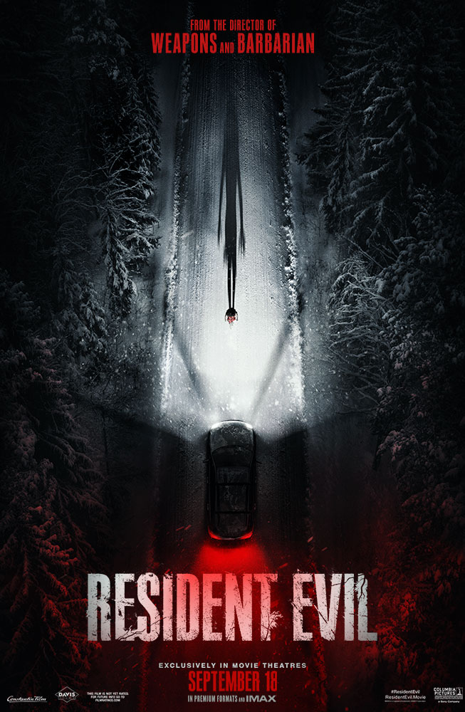 Key art banner for the 2026 Resident Evil movie showing the outbreak in Raccoon City