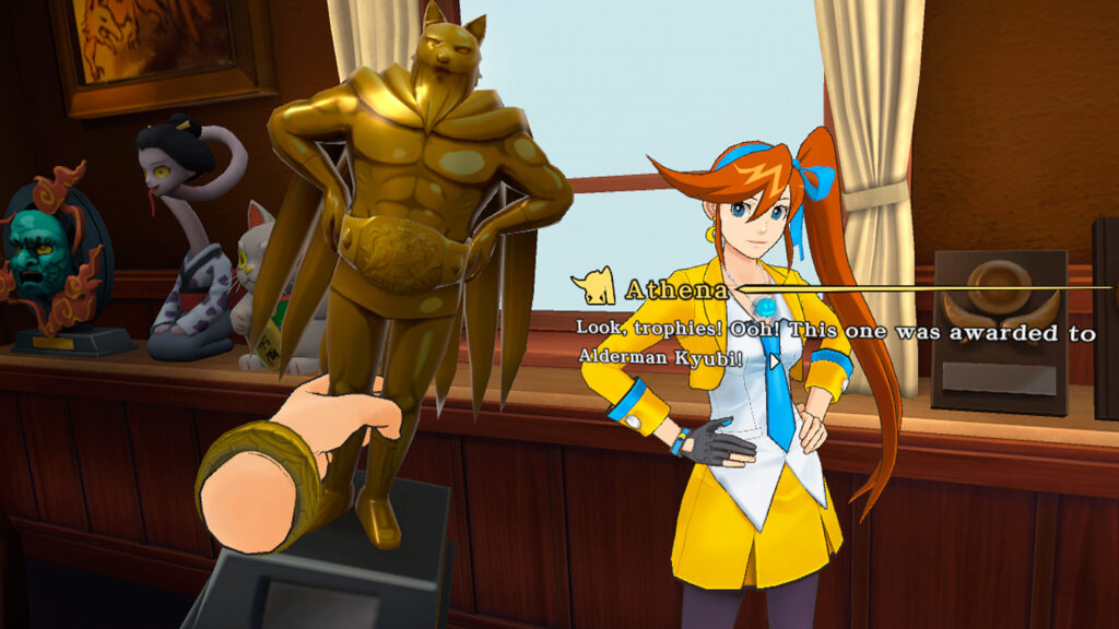 Athena Cykes in a courtroom office scene from Phoenix Wright: Ace Attorney - Dual Destinies VR