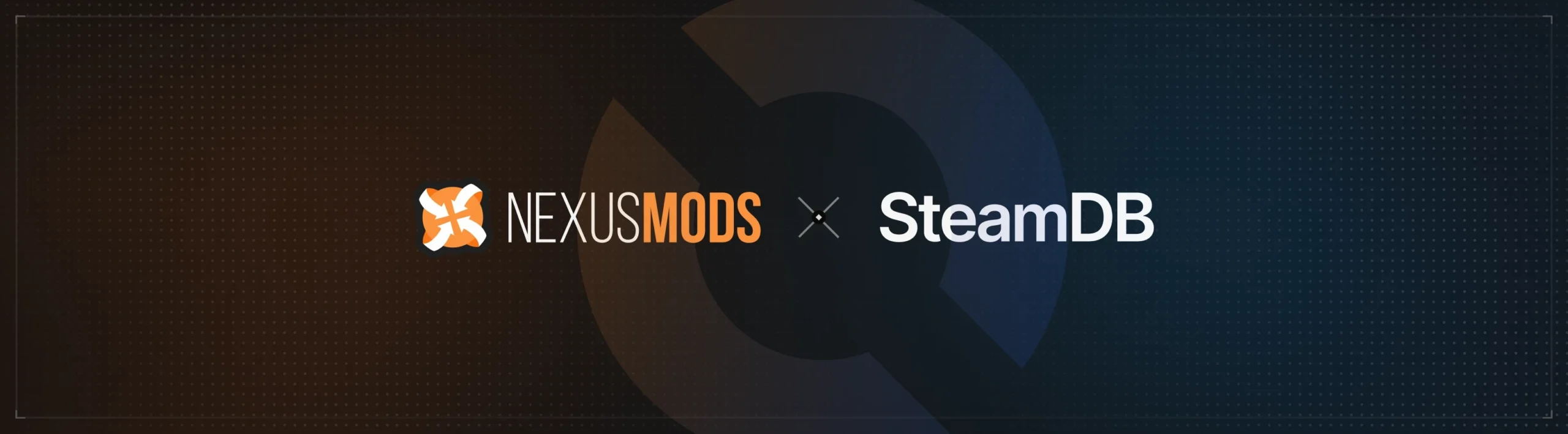 SteamDB and Nexus Mods logos side by side on an official banner