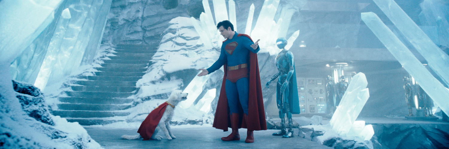 Superman soars above Metropolis