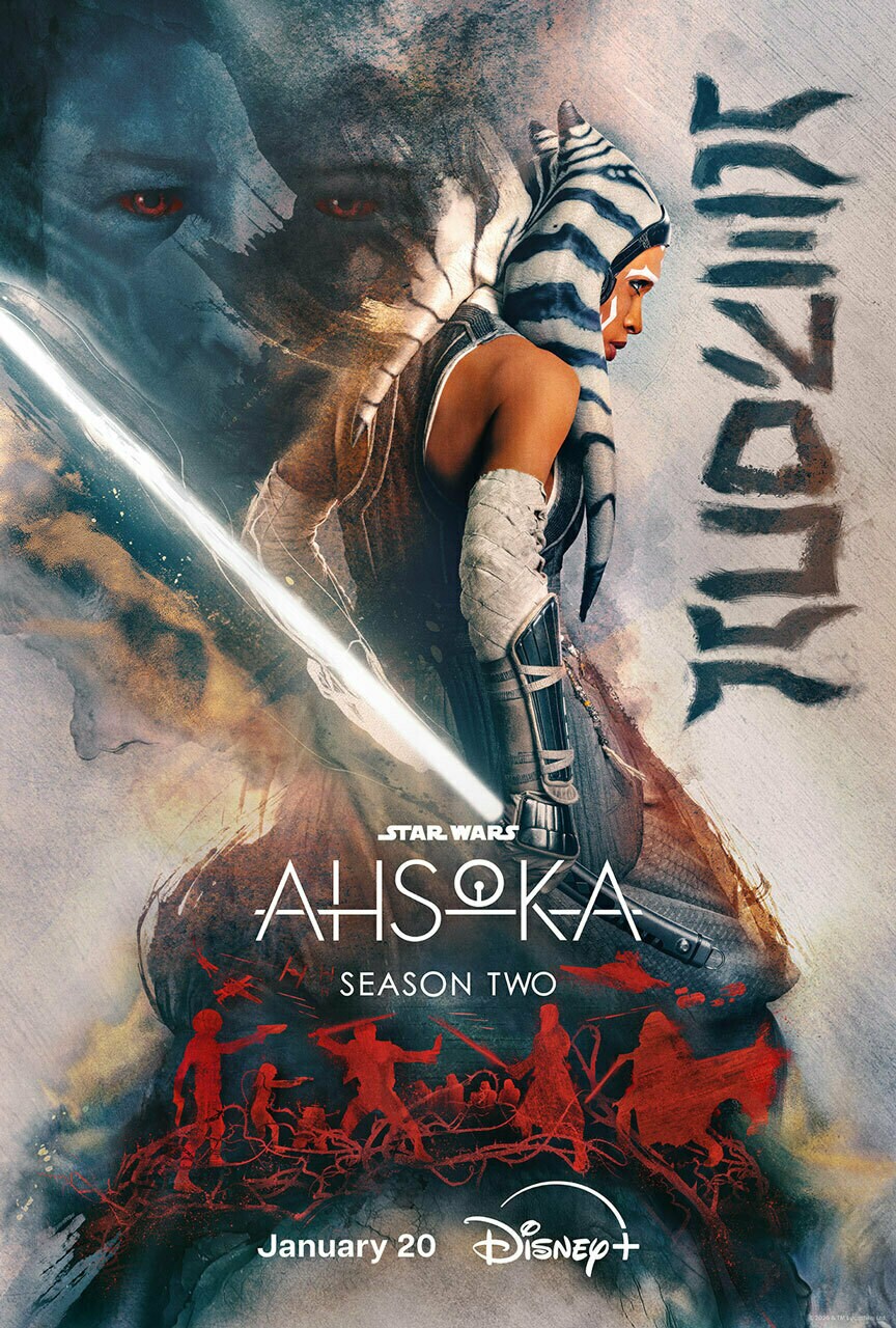 Official key art for Star Wars: Ahsoka Season 2 showing Ahsoka Tano with her lightsaber ignited
