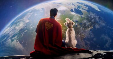 Clark Kent and Krypto looking at Earth in Superman 2025