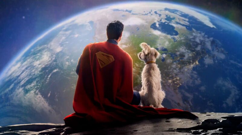 Clark Kent and Krypto looking at Earth in Superman 2025
