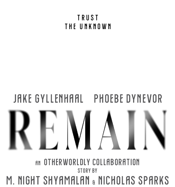 Vertical title card for Remain, starring Jake Gyllenhaal and Phoebe Dynevor