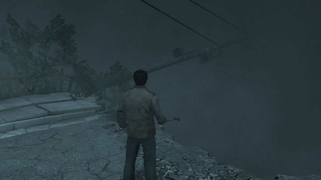 Alex Shepherd standing in a foggy street in Silent Hill Homecoming