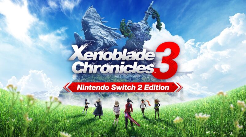 Xenoblade Chronicles 3 Nintendo Switch 2 Edition key art with the party on a grassy hill