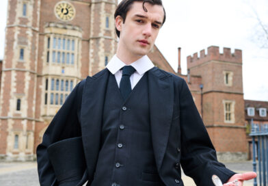 Isaac Rouse in costume as James Bond at Eton College, photo by Dave Bird