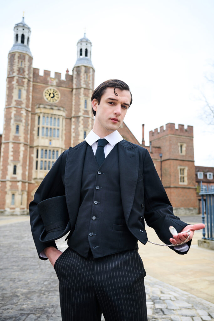 Isaac Rouse in costume as James Bond at Eton College