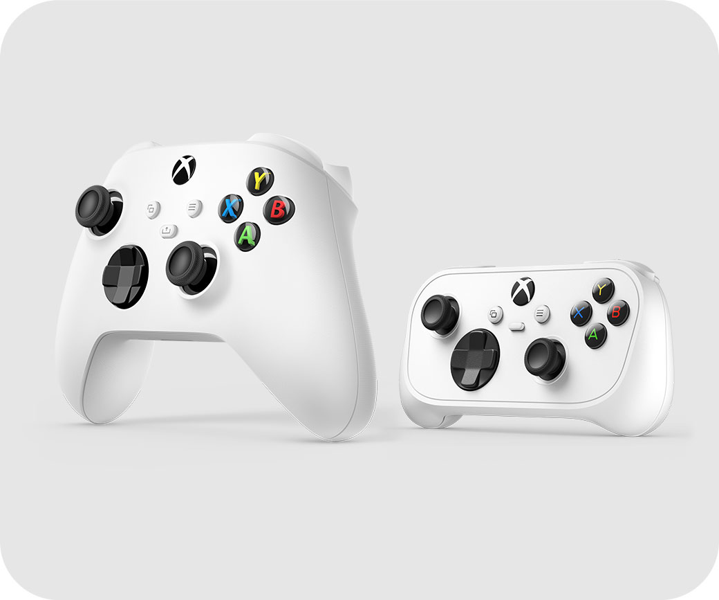 The XBOX Nano Controller shown side by side with the standard XBOX Wireless Controller for size comparison