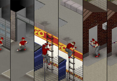 Project Zomboid survivor using a ladder in official Build 42.22 Pre-Release artwork