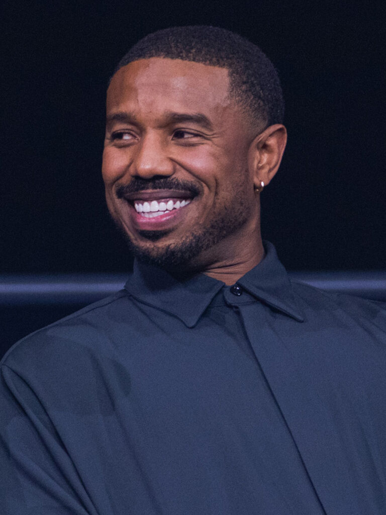 Michael B. Jordan at a Q&A for Sinners in Los Angeles