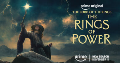 Official key art of Gandalf the Grey holding his glowing staff against a stormy Middle-earth sky for The Lord of the Rings: The Rings of Power Season 3