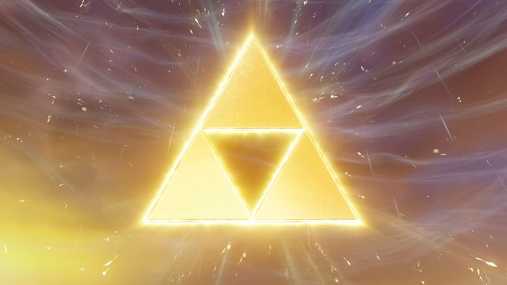 The golden Triforce glowing in The Legend of Zelda: Ocarina of Time on Nintendo Switch 2
