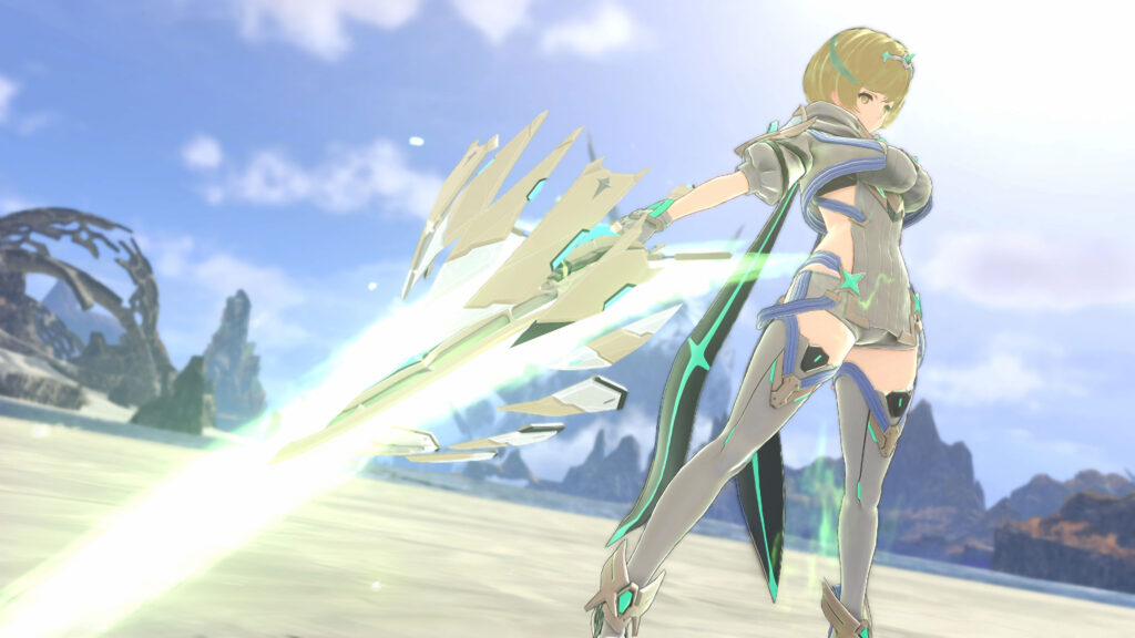 The new Hero Shimmer using an attack called Myth Splitter in Xenoblade Chronicles 3 Nintendo Switch 2 Edition