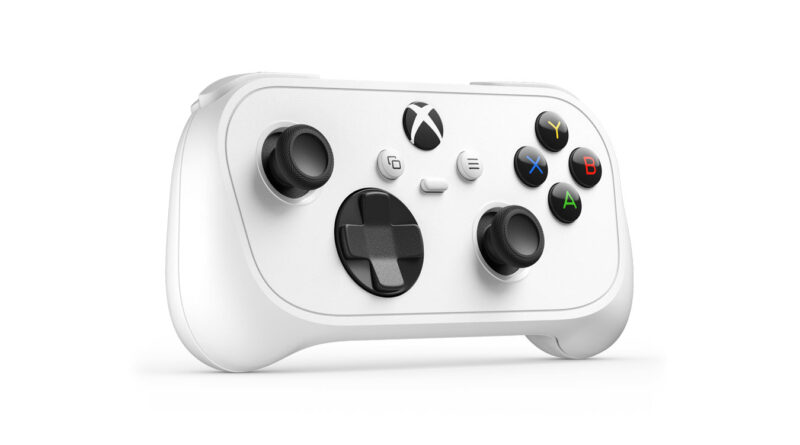 Front angle view of the white XBOX Nano Controller
