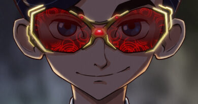 Key art for Disney's Artemis Fowl: The Animated Series showing Artemis Fowl wearing glowing fairy-tech glasses