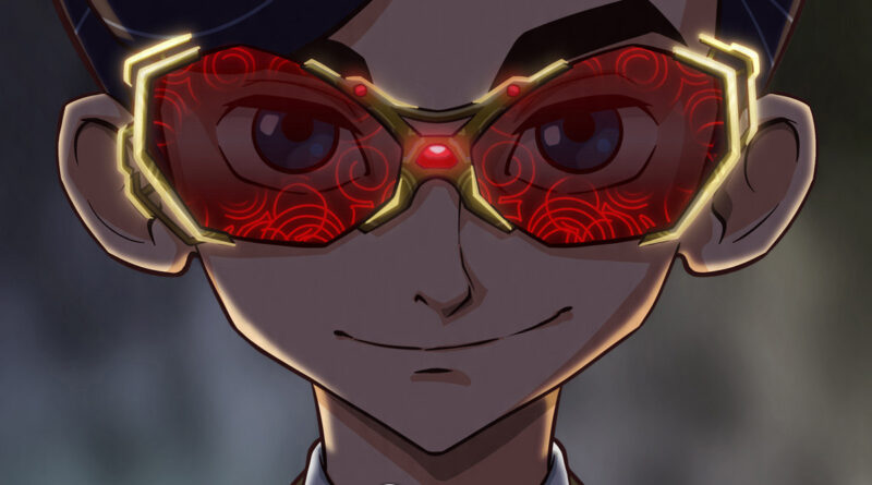Key art for Disney's Artemis Fowl: The Animated Series showing Artemis Fowl wearing glowing fairy-tech glasses