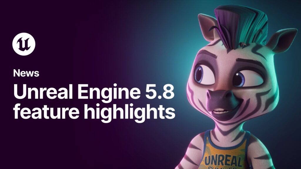 Unreal Engine 5.8 feature highlights key art with the zebra character sample