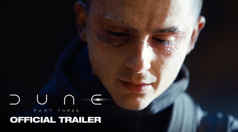 Close-up of Timothee Chalamet as Paul Atreides in the official trailer for Dune: Part Three