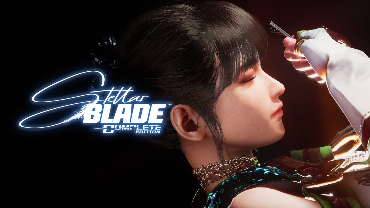 Close-up of EVE wearing a Bayonetta-inspired outfit in the Stellar Blade Switch 2 pre-order trailer