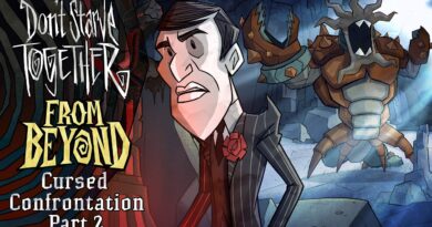 Don't Starve Together From Beyond Cursed Confrontation Part 2 key art with Maxwell and a stone creature in the Caves