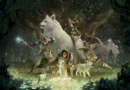 Official Soulframe key art showing envoys and an Omen Wolf mount in a glowing forest clearing