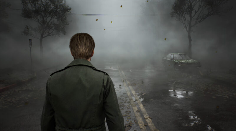 James Sunderland walking through the fog-covered streets of Silent Hill in the Silent Hill 2 remake