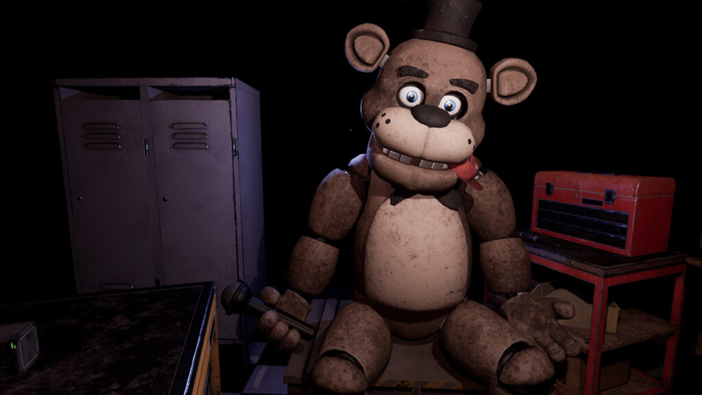 Freddy Fazbear sitting in a backroom in Five Nights at Freddy's: Help Wanted
