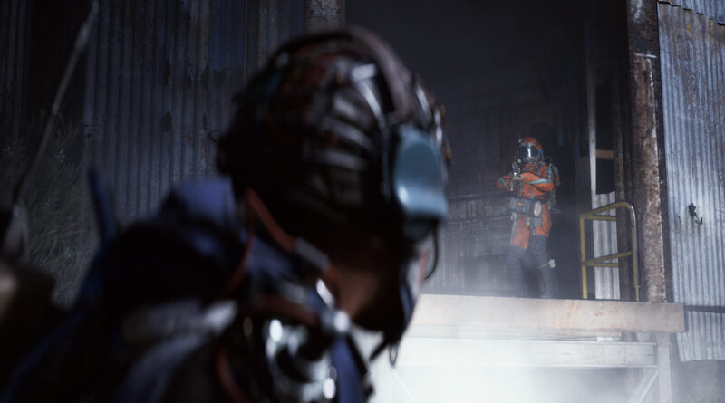 Two armored Raiders facing off inside an industrial building in ARC Raiders
