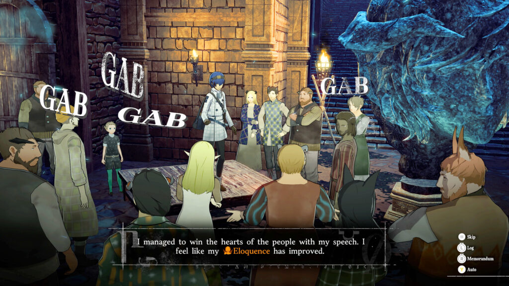 The protagonist winning over a crowd with a speech in Metaphor: ReFantazio