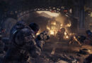 Gears of War E-Day best settings, Gears fighting through a burning street under a bridge