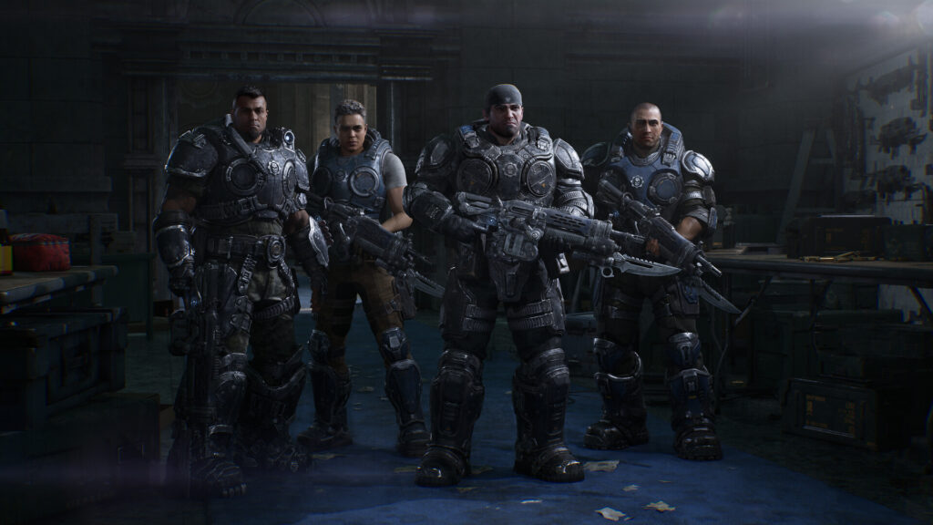 Bravo Squad with Marcus Fenix and Dom Santiago in Gears of War: E-Day