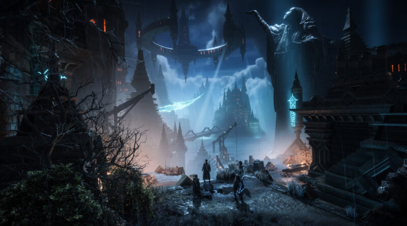 A city scene from BioWare's Dragon Age: The Veilguard