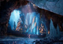 A glowing blue crystal cave in AION 2