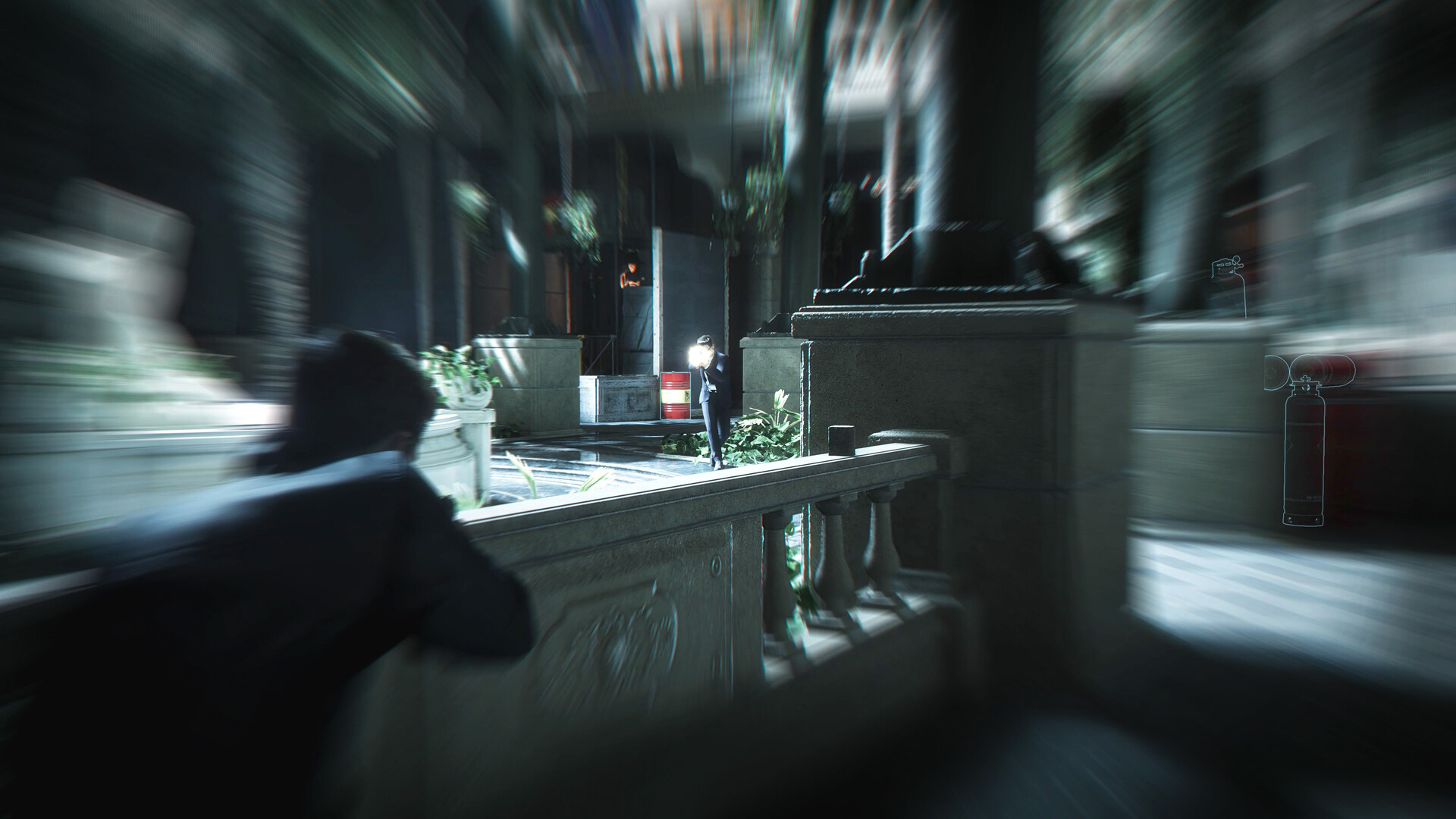 Bond sneaking past a guard in a stealth sequence in 007 First Light
