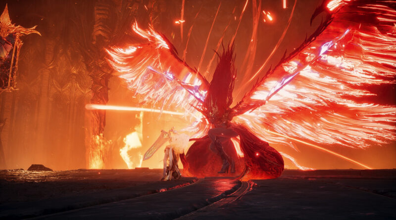 AION 2 Daeva with glowing red wings, Elyos or Asmodian faction choice