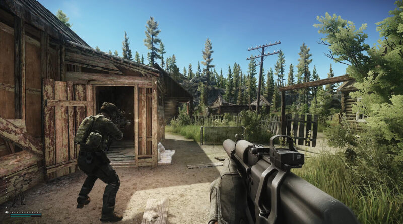 Escape from Tarkov official screenshot from Battlestate Games showing an armed PMC in a raid