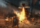 Phantom Blade Zero best PC settings, Soul standing in front of a burning village with fire and smoke lighting