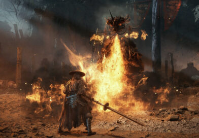 Phantom Blade Zero best PC settings, Soul standing in front of a burning village with fire and smoke lighting