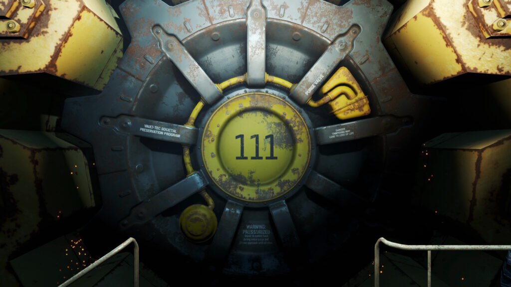 The cog-shaped door of Vault 111 in Fallout 4