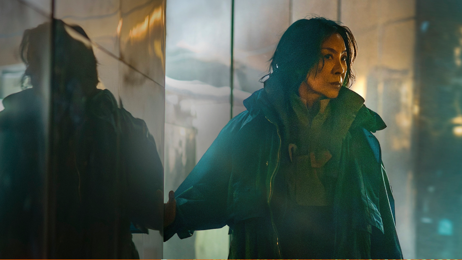 Michelle Yeoh as Olwen, a replicant Blade Runner nearing the end of her life, in Blade Runner 2099